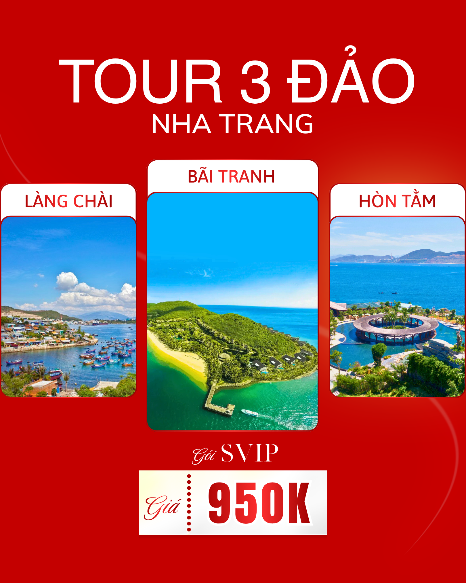 Tour 3 đảo nha trang - gói svip