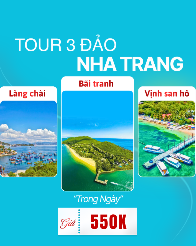 Tour 3 Đảo Nha Trang Trong Ngày Giá Chỉ 550K | Làng Chài – Bãi Tranh – Vịnh San Hô